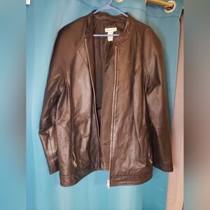 Jessica London black leather jacket size 20